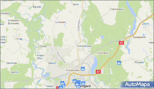 mapa Kokoszkowy, Kokoszkowy na mapie Targeo