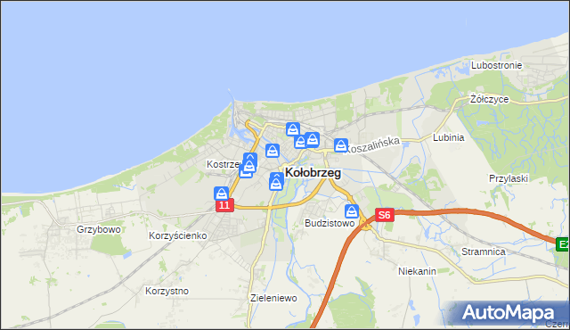 mapa Kołobrzegu, Kołobrzeg na mapie Targeo