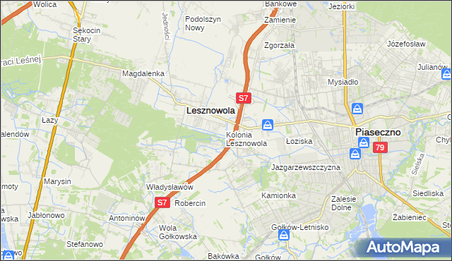 mapa Kolonia Lesznowola, Kolonia Lesznowola na mapie Targeo