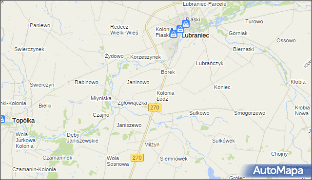 mapa Kolonia Łódź, Kolonia Łódź na mapie Targeo