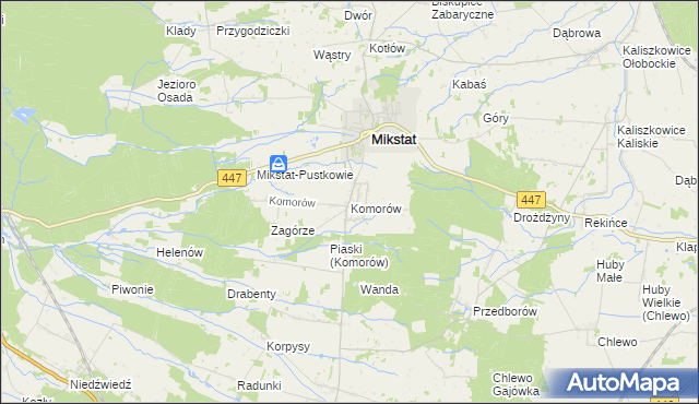 mapa Komorów gmina Mikstat, Komorów gmina Mikstat na mapie Targeo