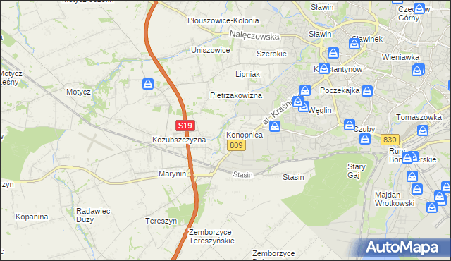 mapa Konopnica powiat lubelski, Konopnica powiat lubelski na mapie Targeo