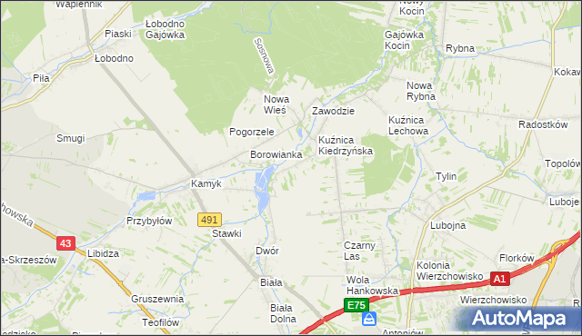 mapa Kopiec gmina Kłobuck, Kopiec gmina Kłobuck na mapie Targeo