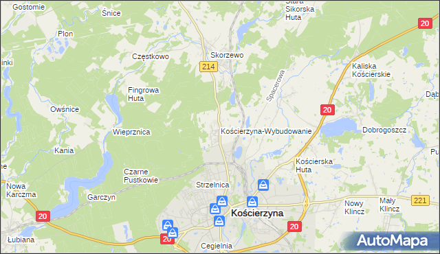 mapa Kościerzyna-Wybudowanie, Kościerzyna-Wybudowanie na mapie Targeo