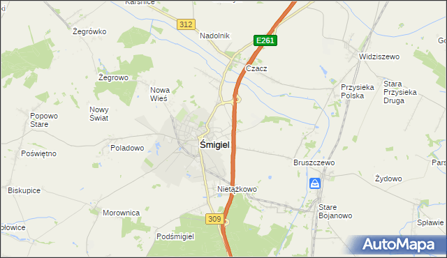 mapa Koszanowo gmina Śmigiel, Koszanowo gmina Śmigiel na mapie Targeo