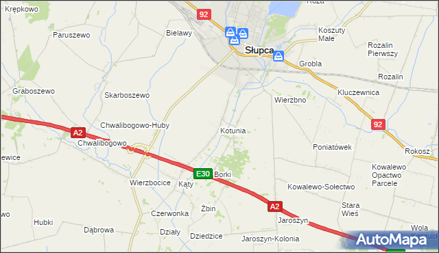 mapa Kotunia, Kotunia na mapie Targeo