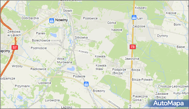 mapa Kowala gmina Sitkówka-Nowiny, Kowala gmina Sitkówka-Nowiny na mapie Targeo