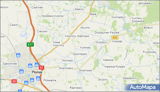 mapa Kownaty gmina Płońsk, Kownaty gmina Płońsk na mapie Targeo