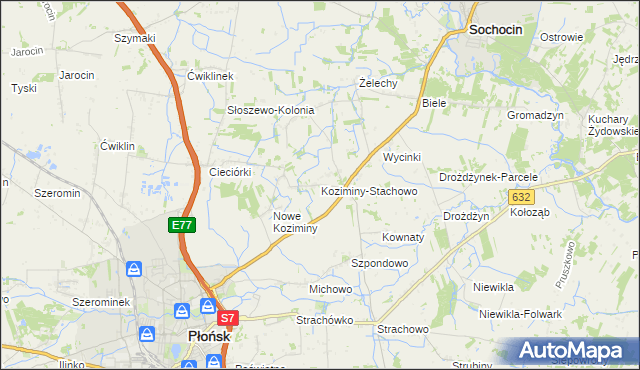 mapa Koziminy-Stachowo, Koziminy-Stachowo na mapie Targeo