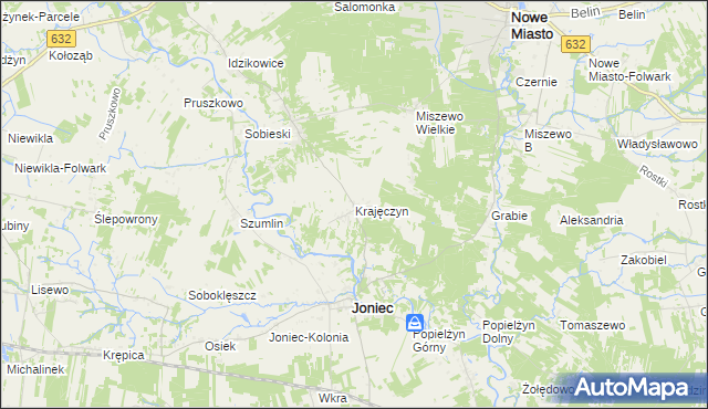 mapa Krajęczyn, Krajęczyn na mapie Targeo