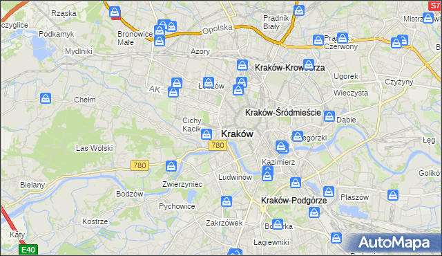 mapa Krakowa, Kraków na mapie Targeo