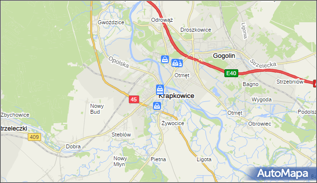 mapa Krapkowice, Krapkowice na mapie Targeo