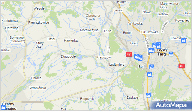 mapa Krauszów, Krauszów na mapie Targeo