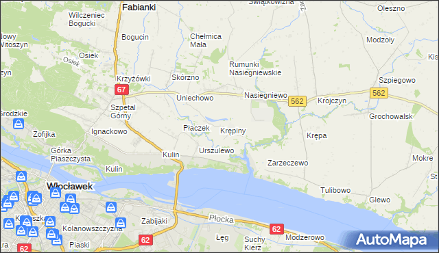 mapa Krępiny Kolonia, Krępiny Kolonia na mapie Targeo
