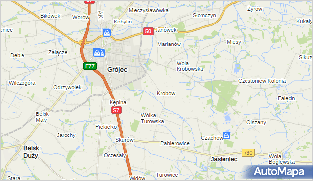 mapa Krobów, Krobów na mapie Targeo