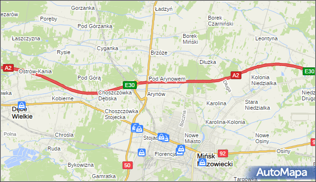 mapa Królewiec gmina Mińsk Mazowiecki, Królewiec gmina Mińsk Mazowiecki na mapie Targeo