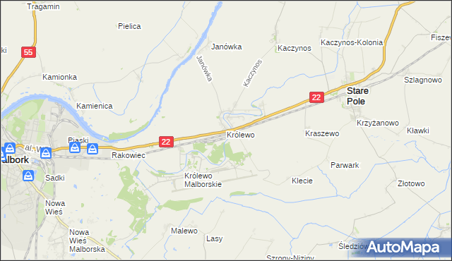 mapa Królewo gmina Stare Pole, Królewo gmina Stare Pole na mapie Targeo