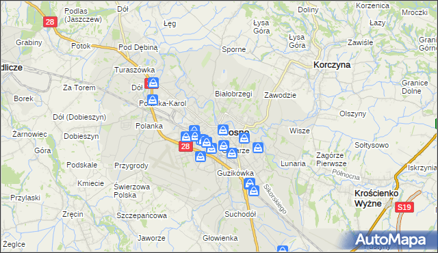 mapa Krosna, Krosno na mapie Targeo