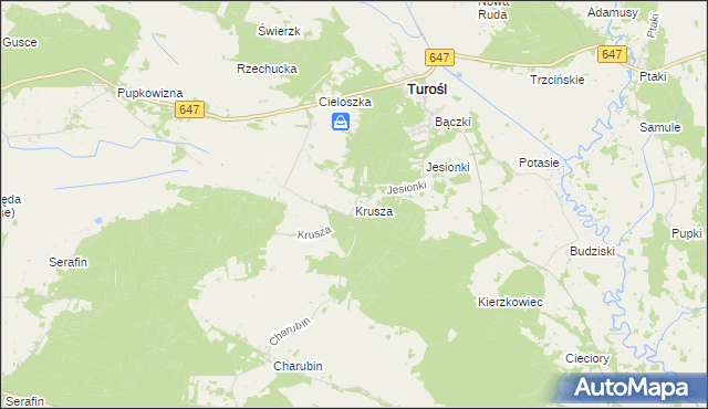 mapa Krusza, Krusza na mapie Targeo