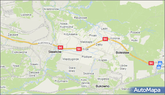 mapa Krze, Krze na mapie Targeo