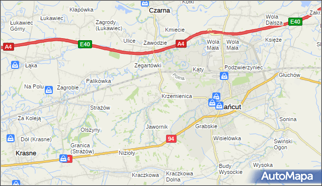 mapa Krzemienica gmina Czarna, Krzemienica gmina Czarna na mapie Targeo