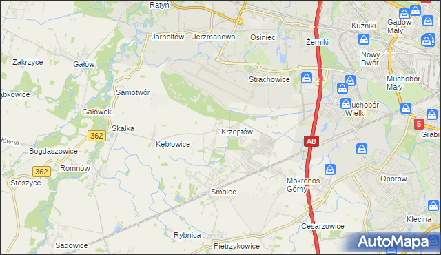 mapa Krzeptów, Krzeptów na mapie Targeo