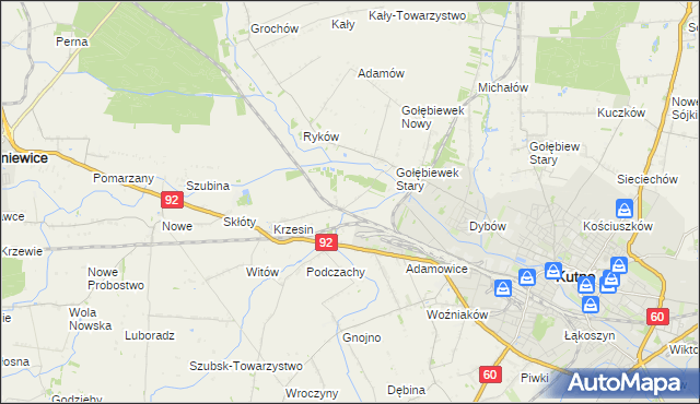 mapa Krzesinówek, Krzesinówek na mapie Targeo