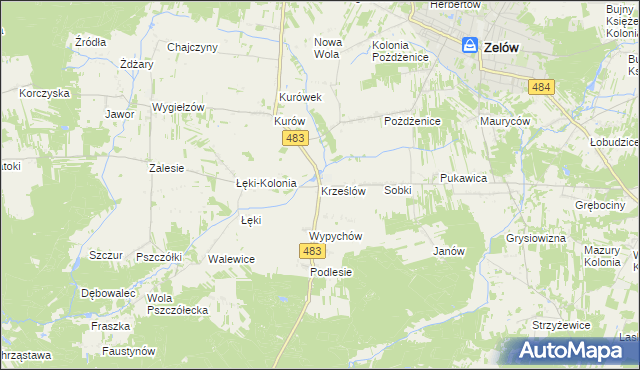 mapa Krześlów, Krześlów na mapie Targeo