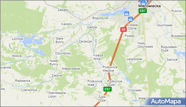 mapa Księża Wola, Księża Wola na mapie Targeo