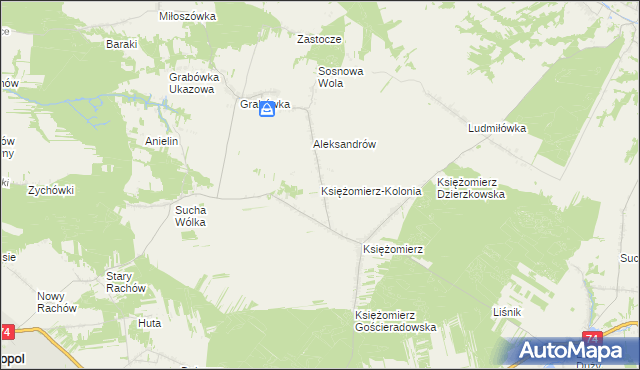 mapa Księżomierz-Kolonia, Księżomierz-Kolonia na mapie Targeo