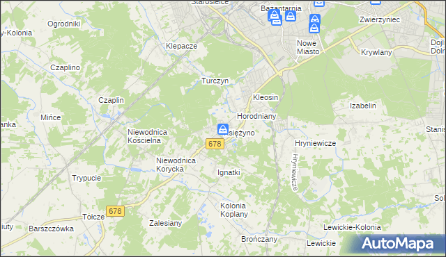 mapa Księżyno, Księżyno na mapie Targeo