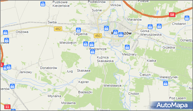 mapa Kuźnica Skakawska, Kuźnica Skakawska na mapie Targeo