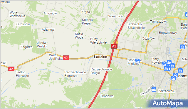 mapa Ładzice, Ładzice na mapie Targeo