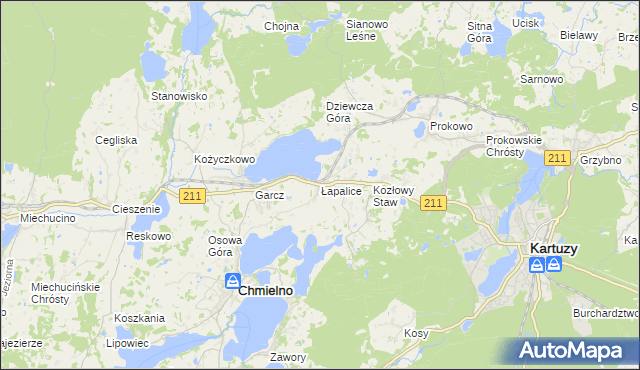 mapa Łapalice, Łapalice na mapie Targeo