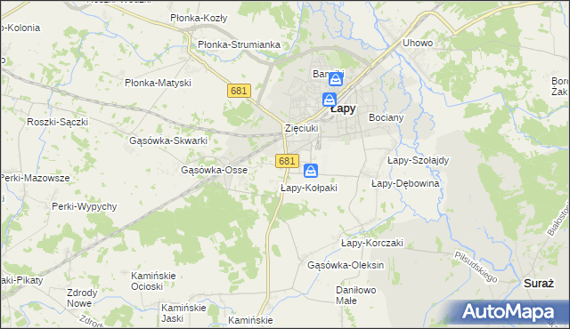 mapa Łapy-Łynki, Łapy-Łynki na mapie Targeo