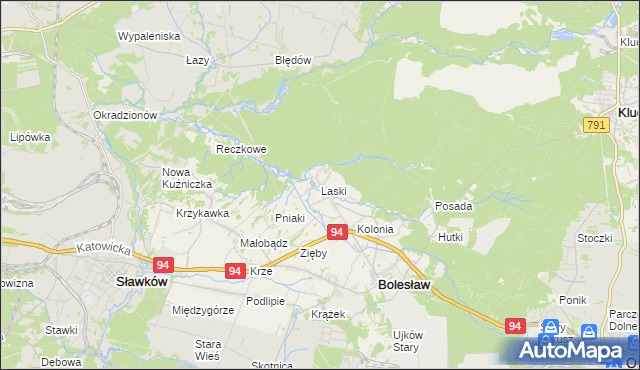 mapa Laski gmina Bolesław, Laski gmina Bolesław na mapie Targeo