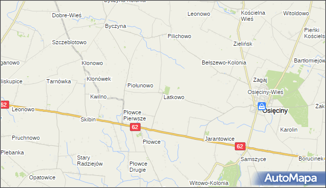 mapa Latkowo gmina Osięciny, Latkowo gmina Osięciny na mapie Targeo