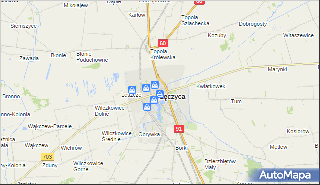 mapa Łęczyca, Łęczyca na mapie Targeo