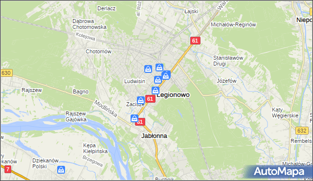 mapa Legionowo, Legionowo na mapie Targeo