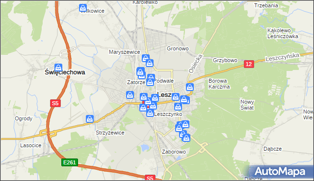 mapa Leszno, Leszno na mapie Targeo