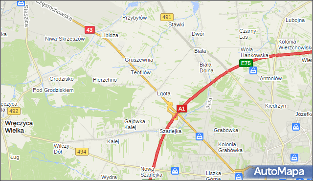 mapa Lgota gmina Kłobuck, Lgota gmina Kłobuck na mapie Targeo