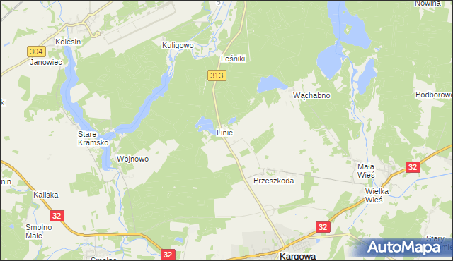 mapa Liny, Liny na mapie Targeo