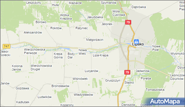 mapa Lipa-Krępa, Lipa-Krępa na mapie Targeo