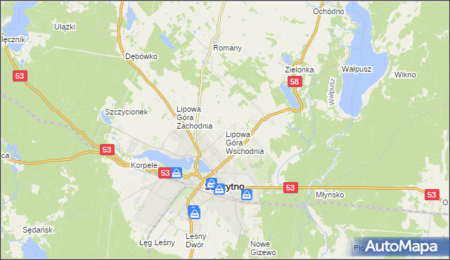 mapa Lipowa Góra Wschodnia, Lipowa Góra Wschodnia na mapie Targeo