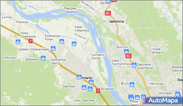 mapa Łomianki Dolne, Łomianki Dolne na mapie Targeo