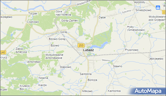 mapa Lubasz powiat czarnkowsko-trzcianecki, Lubasz powiat czarnkowsko-trzcianecki na mapie Targeo