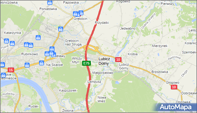 mapa Lubicz Dolny, Lubicz Dolny na mapie Targeo