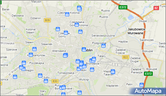 mapa Lublina, Lublin na mapie Targeo