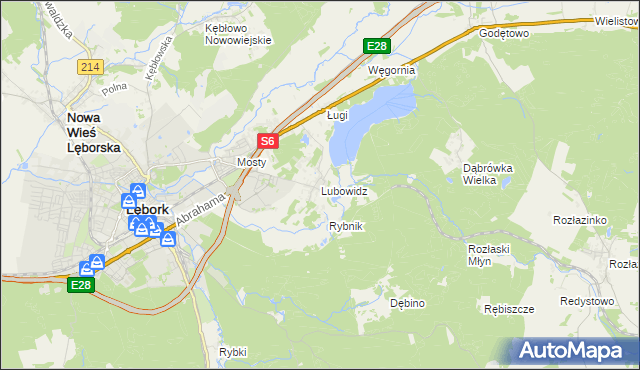 mapa Lubowidz gmina Nowa Wieś Lęborska, Lubowidz gmina Nowa Wieś Lęborska na mapie Targeo