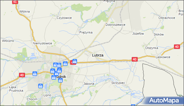 mapa Lubrza powiat prudnicki, Lubrza powiat prudnicki na mapie Targeo